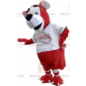 Tiger BIGGYMONKEY™ Mascot Costume in Red and White Sportswear -