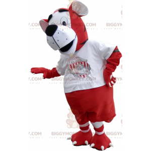 Tiger BIGGYMONKEY™ Maskottchenkostüm in roter und weißer