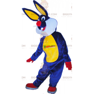 Blauw en geel pluche konijn BIGGYMONKEY™ mascottekostuum -