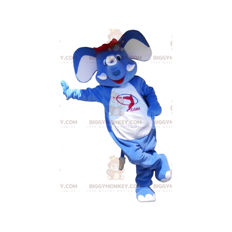 Blauwe olifant met rood haar BIGGYMONKEY™ mascottekostuum - Blauwe olifant met rood haar BIGGYMONKEY™ mascottekostuum -