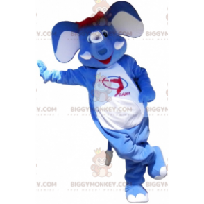 Blå elefant med rødt hår BIGGYMONKEY™ maskotkostyme - Elefantmasker - BIGGYMONKEY_06265 - BiggyMonkey.com