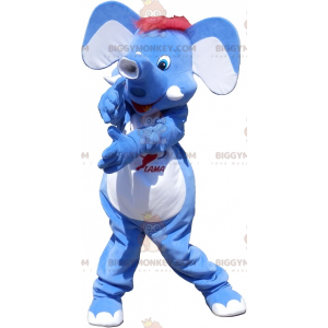 Blue Elephant with Red Hair BIGGYMONKEY™ Mascot Costume -