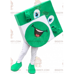 Costume de mascotte BIGGYMONKEY™ carrée verte et blanche à