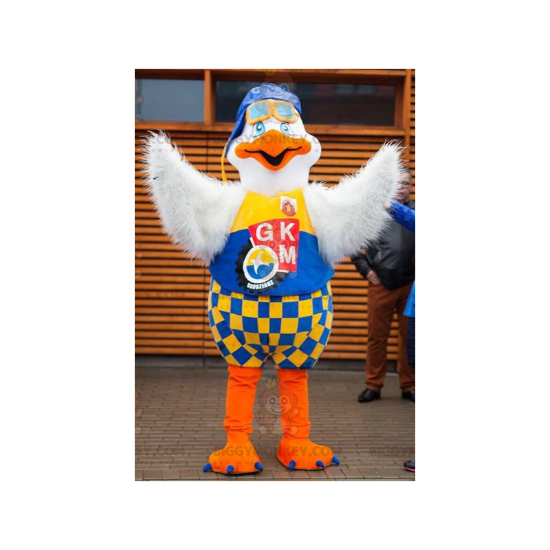 Costume de mascotte BIGGYMONKEY™ de goéland d'oiseau aviateur