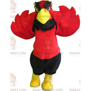 Rød og gul ørn BIGGYMONKEY™ maskotkostume med sorte shorts -