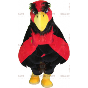 Rød og gul ørn BIGGYMONKEY™ maskotkostume med sorte shorts -