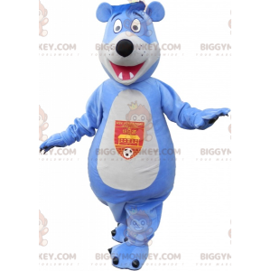 Blau-weißes Teddy BIGGYMONKEY™ Maskottchen-Kostüm -
