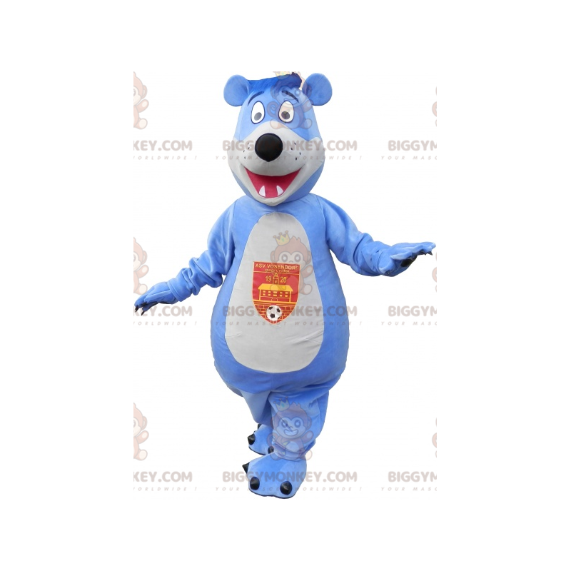Blå och vit Teddy BIGGYMONKEY™ maskotdräkt - BiggyMonkey maskot Blå och vit Teddy BIGGYMONKEY™ maskotdräkt - BiggyMonkey maskot