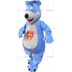Kostým modrobílého Teddyho BIGGYMONKEY™ maskota –