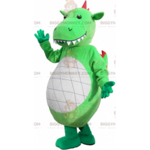 Fantástico traje de mascote de dinossauro verde gigante
