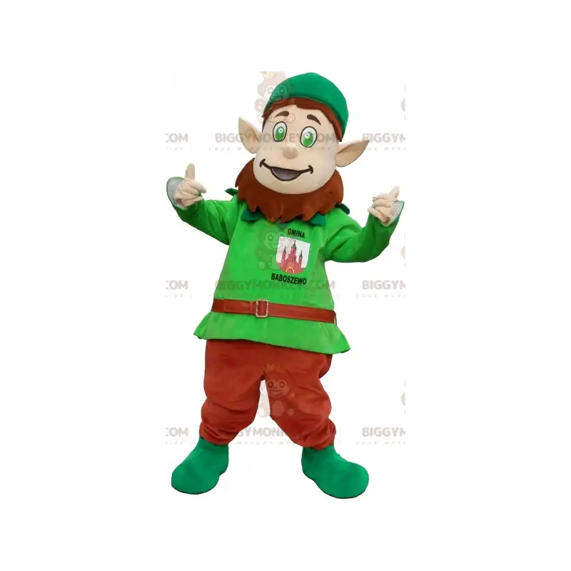 Στολή μασκότ BIGGYMONKEY™ Leprechaun με μυτερά αυτιά και Στολή μασκότ BIGGYMONKEY™ Leprechaun με μυτερά αυτιά και