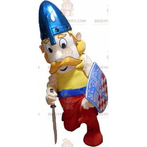 BIGGYMONKEY™ Ξανθή στολή μασκότ Βίκινγκ με μουστάκι με κράνος