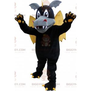 BIGGYMONKEY™ μασκότ Κοστούμι μαύρος φτερωτός δράκος με αυτιά