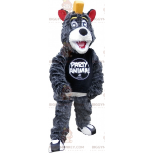 Traje de mascote BIGGYMONKEY™ de Urso Cinzento e Branco com