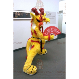 Rød og gul kinesisk Dragon Buff Goat BIGGYMONKEY™ maskotdrakt - Dragon maskot - BIGGYMONKEY_0754 - BiggyMonkey.com