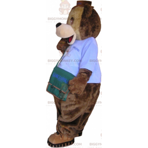 Costume da mascotte dell'orso bruno BIGGYMONKEY™ con borsa a