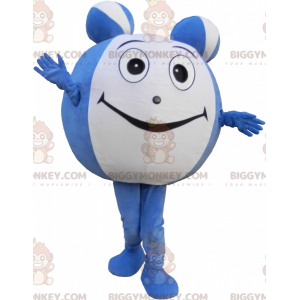 Fato de mascote gigante BIGGYMONKEY™ com bola azul e branca.