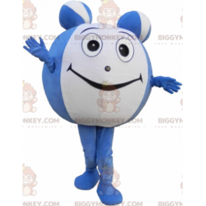Jätteblå och vit boll BIGGYMONKEY™ maskotdräkt. Rund BIGGYMONKEY™ maskotdräkt - Maskot av objekt - BiggyMonkey.com
