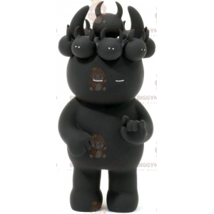 BIGGYMONKEY™ Mascot Costume Black Imp with Cubs on Head -