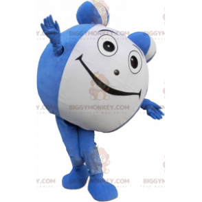 Jätteblå och vit boll BIGGYMONKEY™ maskotdräkt. Rund BIGGYMONKEY™ maskotdräkt - Maskot av objekt - BiggyMonkey.com