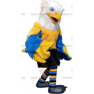 BIGGYMONKEY™ Maskottchen Kostüm Gelb Weiß Blau Vogel