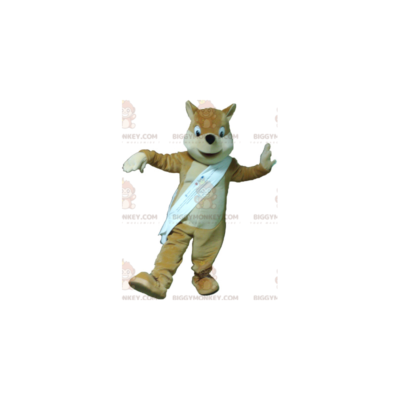 Kostium maskotki BIGGYMONKEY™ jasnobrązowo-beżowy i biały lis - Kostium maskotki BIGGYMONKEY™ jasnobrązowo-beżowy i biały lis -