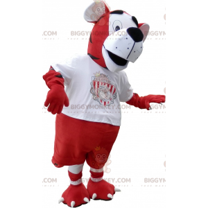 Kostium maskotki tygrysa BIGGYMONKEY™ w czerwono-białym stroju