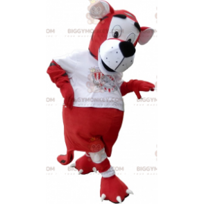 Tiger BIGGYMONKEY™ Mascot Costume In Red And White Soccer