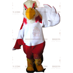BIGGYMONKEY™ Maskottchenkostüm Bunter Geier mit gelben Stiefeln