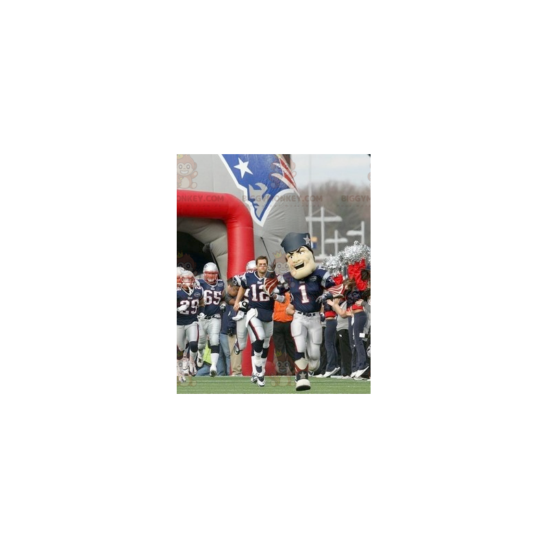 Blauw en wit American Footballer BIGGYMONKEY™ mascottekostuum Blauw en wit American Footballer BIGGYMONKEY™ mascottekostuum