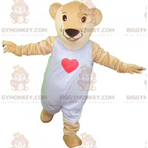 BIGGYMONKEY™ Mascot Costume Beige Plush Teddy In Pajamas -
