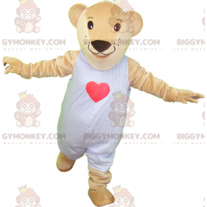 Kostým BIGGYMONKEY™ maskot Béžový plyšový medvídek v pyžamu –