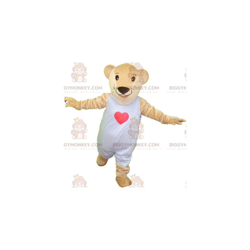 Disfraz de mascota BIGGYMONKEY™ Teddy de peluche beige en Disfraz de mascota BIGGYMONKEY™ Teddy de peluche beige en