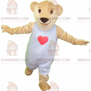 Kostium maskotki BIGGYMONKEY™ Beżowy pluszowy miś w piżamie -