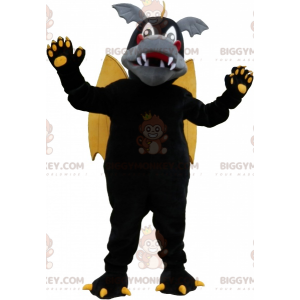 Costume da mascotte drago alato grigio nero e giallo