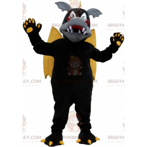 Costume de mascotte BIGGYMONKEY™ de dragon ailé noir gris et