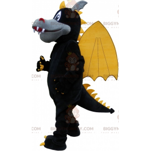 Costume da mascotte drago alato grigio nero e giallo