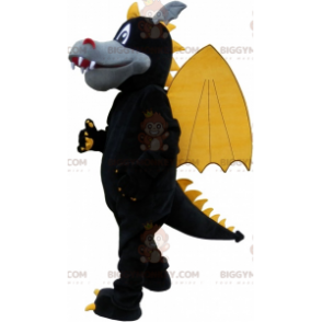 Costume da mascotte drago alato grigio nero e giallo