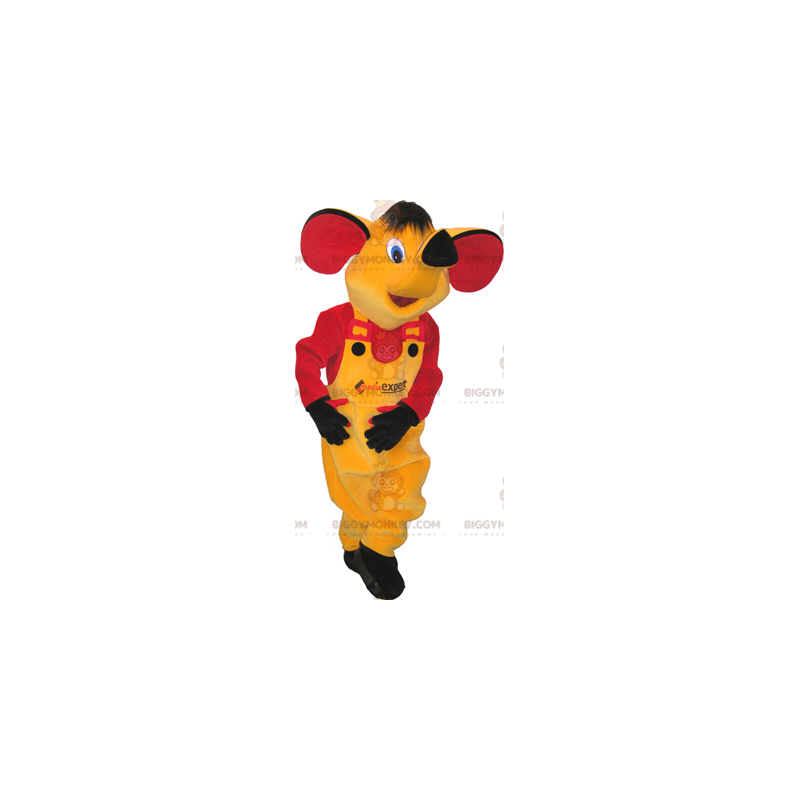 Gul elefant BIGGYMONKEY™ maskotkostume klædt i gult og rødt - Gul elefant BIGGYMONKEY™ maskotkostume klædt i gult og rødt -