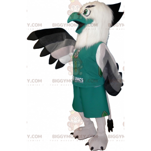 Kostým maskota bílého a zeleného ptáka BIGGYMONKEY™ ve