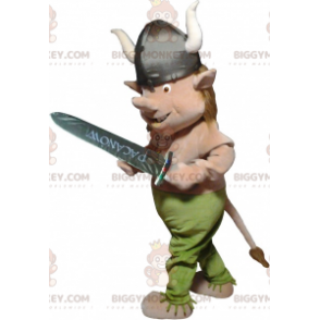 Realistisk viking BIGGYMONKEY™ maskotdräkt med hjälm och svärd