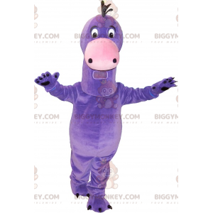 Πολύ χαριτωμένη στολή μασκότ για γίγαντα μοβ δεινόσαυρο