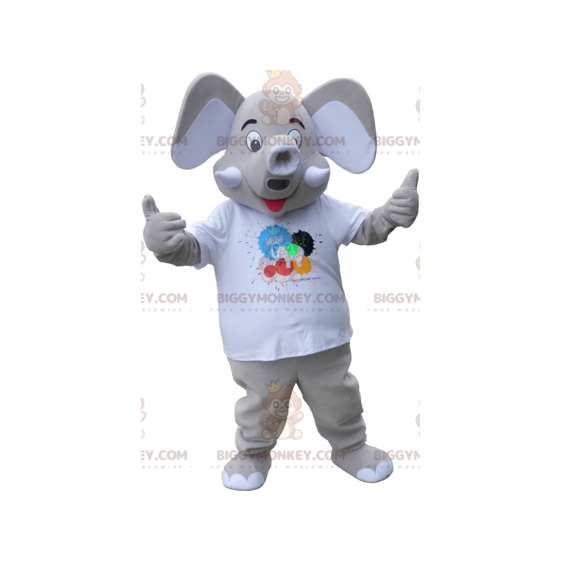 BIGGYMONKEY™ Maskotdräkt Grå elefant med stora öron - BIGGYMONKEY™ Maskotdräkt Grå elefant med stora öron -