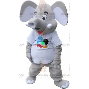 BIGGYMONKEY™ Maskottchenkostüm Grauer Elefant mit großen Ohren