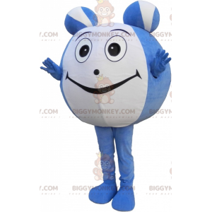 Blau-weißer Ball BIGGYMONKEY™ Maskottchen-Kostüm. BIGGYMONKEY™