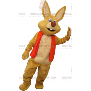 Kostým obřího hnědého králíka BIGGYMONKEY™ maskota s vestou –