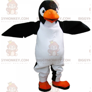 Traje de mascote de pinguim gigante preto e branco muito