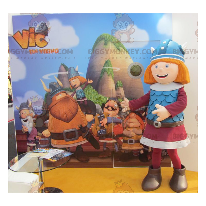 Costume de mascotte BIGGYMONKEY™ rousse de Vic le Viking