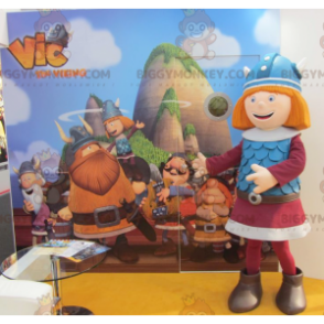 Costume de mascotte BIGGYMONKEY™ rousse de Vic le Viking