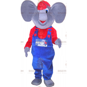 Elephant BIGGYMONKEY™ Mascot Costume Dressed in Blue and Red -